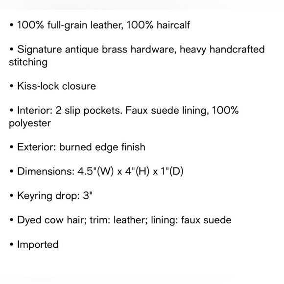 NWT PATRICIA NASH Leopard Calf Hair Borse Coin Purse - Picture 6 of 7